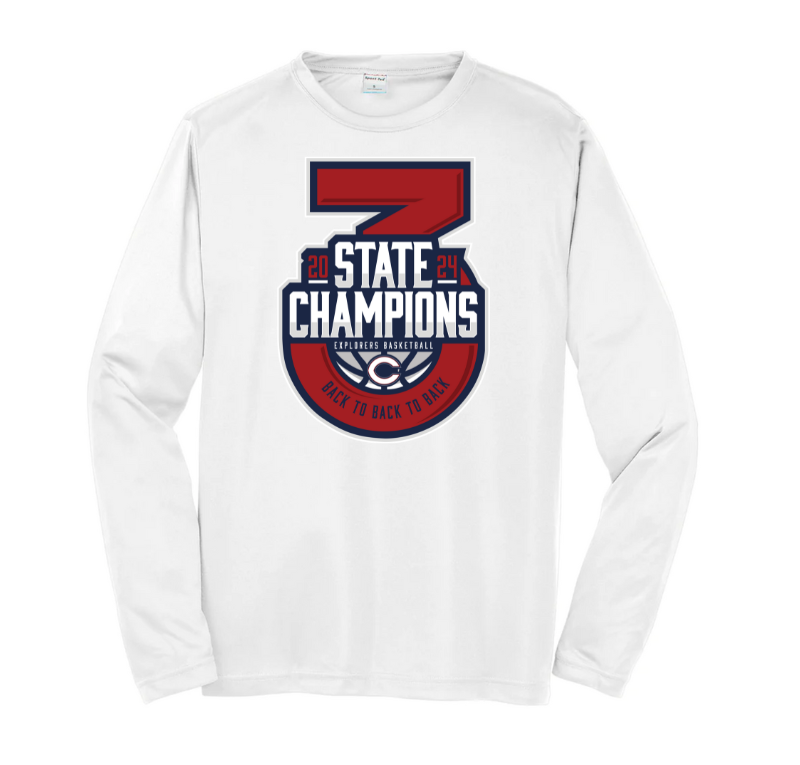 3x State BBall Champions Drifit T-Shirt - Columbus Explorers Shop