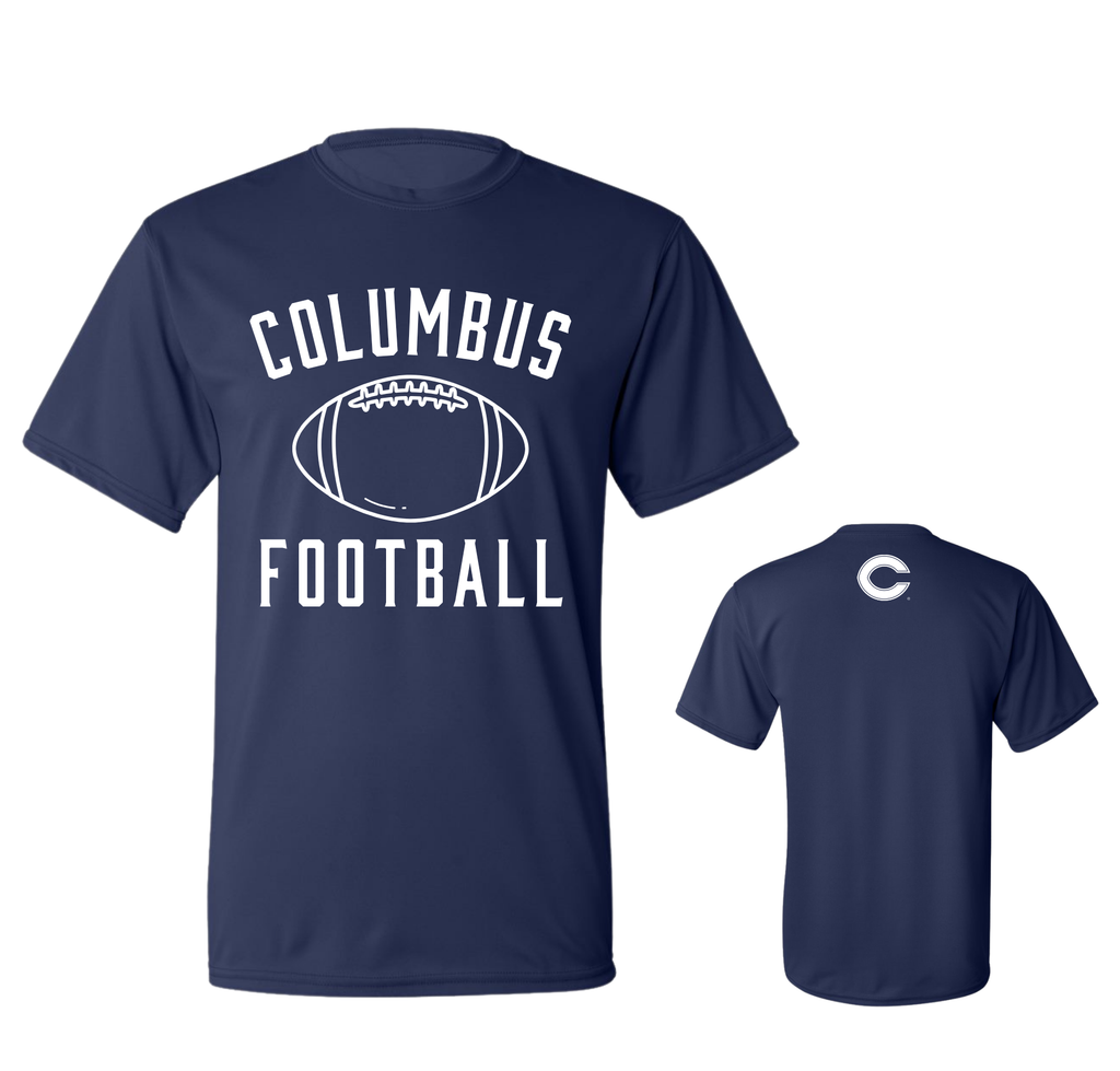 Columbus Football Performance T-Shirt, Navy - Columbus Explorers Shop